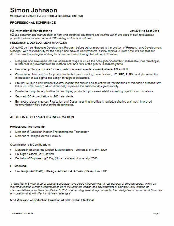 example resume template mechanical engineer resume 2