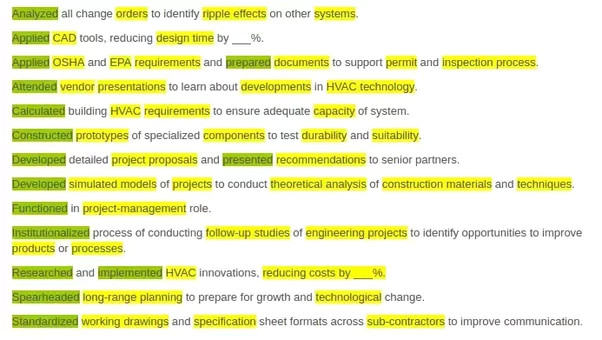 what are the best resume key words for mechanical engineer