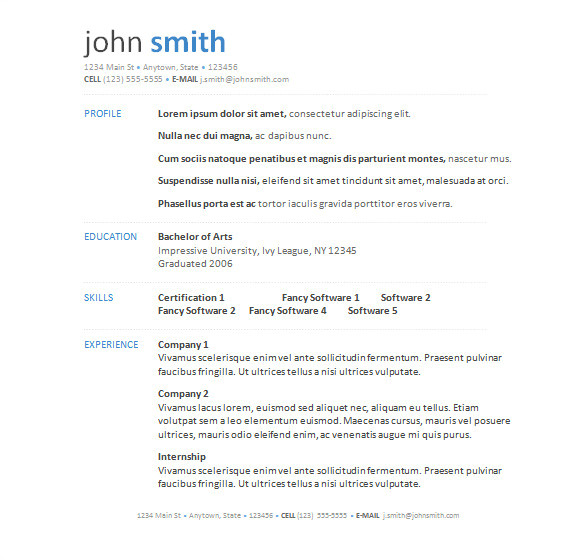 resume templates free download for microsoft word 2249