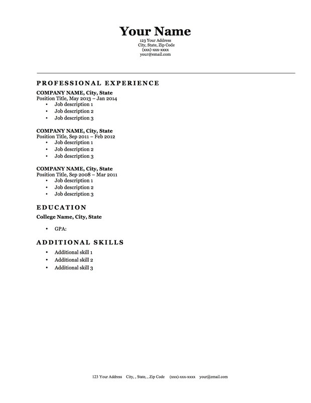 resume templates pdf