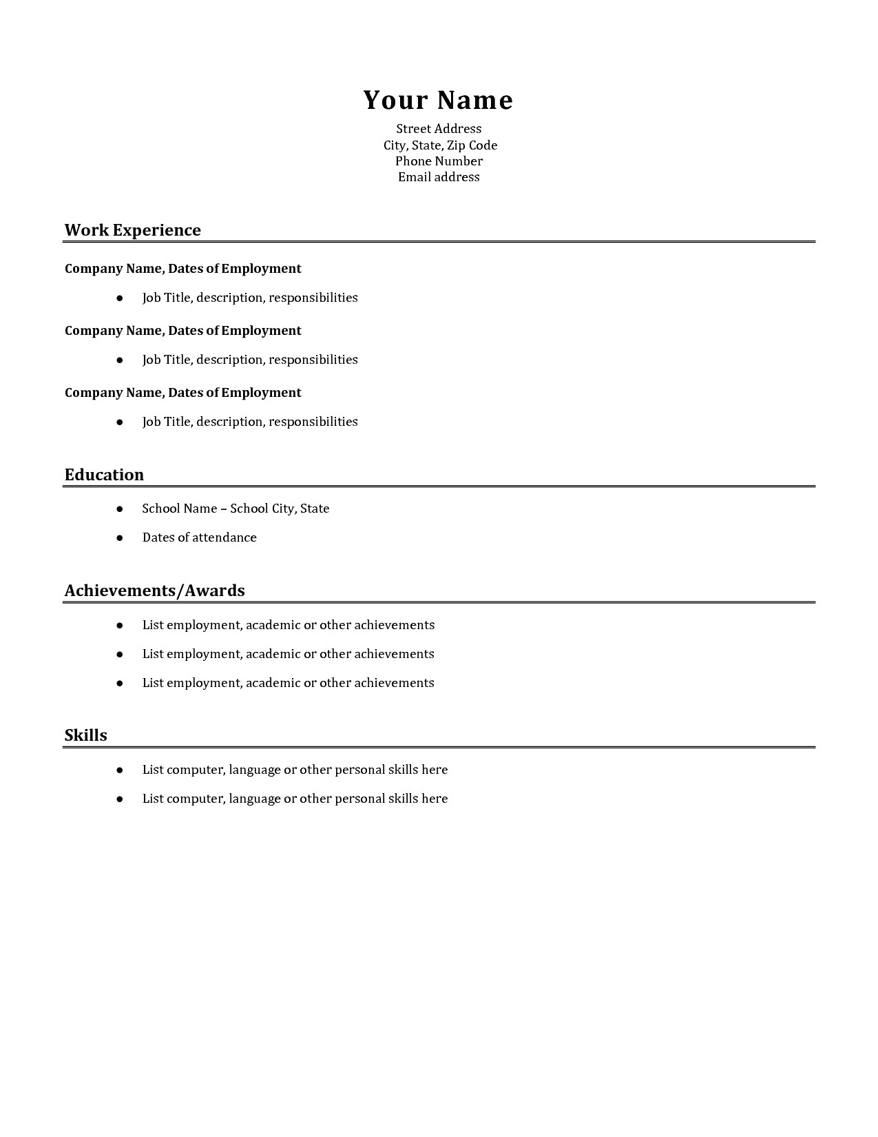 basic resume samples