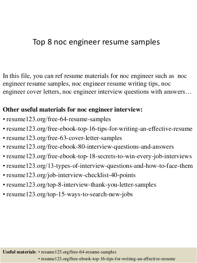top 8 noc engineer resume samples