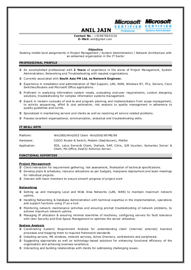 resume format for 3 years experience