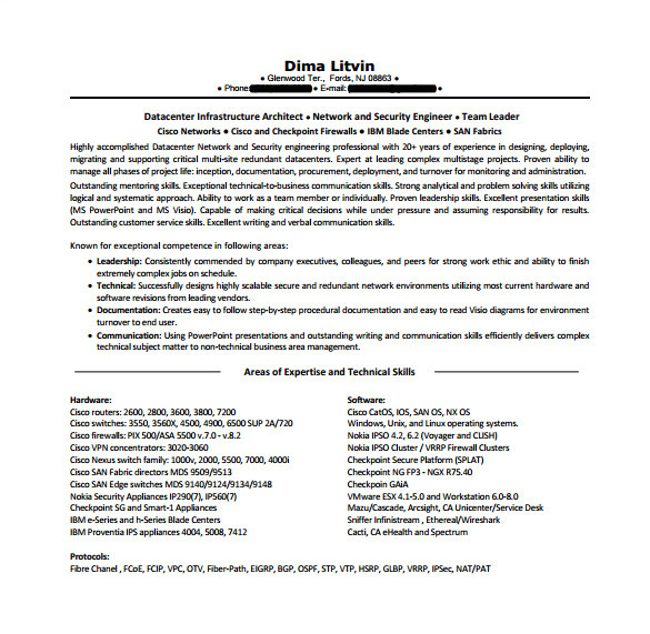 Network Engineer Resume Pdf Network Engineer Resume Template 9 Free Word Excel