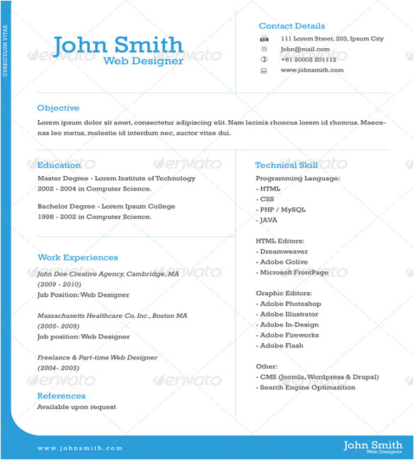 1 page resume format for freshers