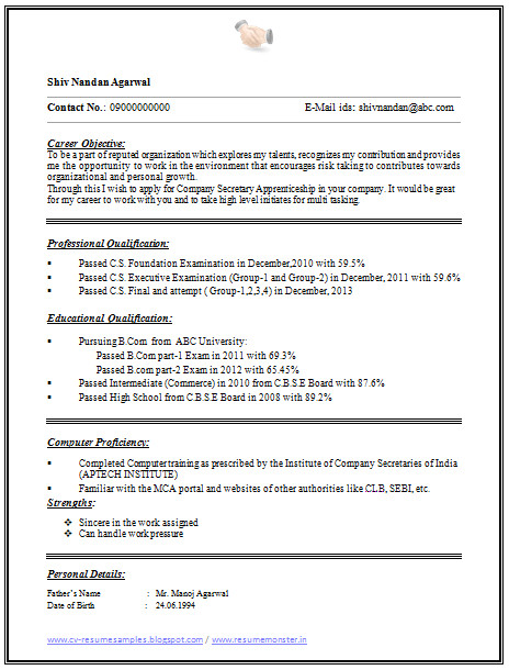 one page simple resume format