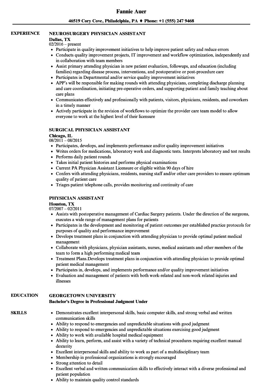 physician assistant resume sample