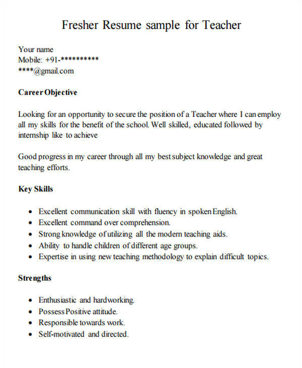 teacher resume format