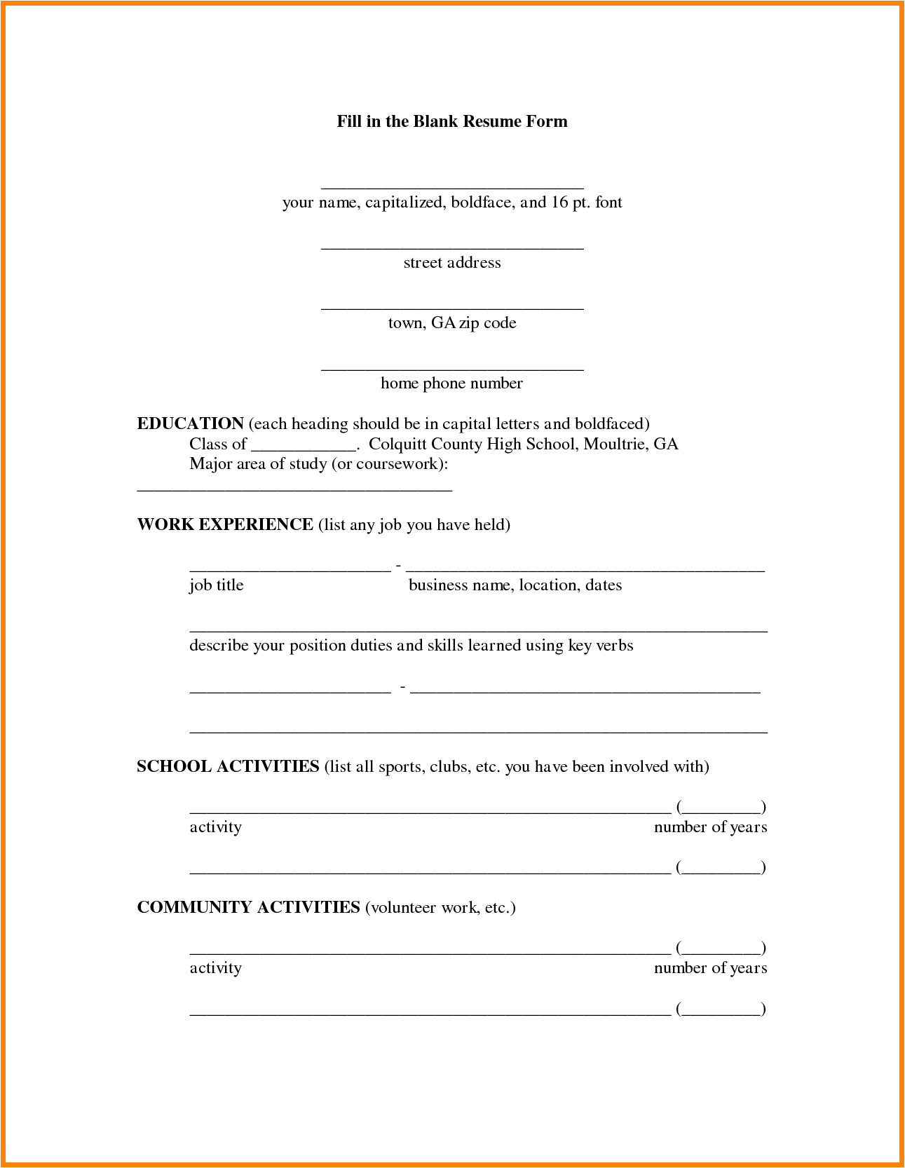9 fill in resume template