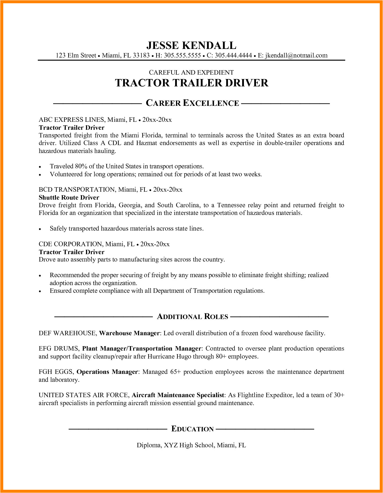 5 truck driver resume sample