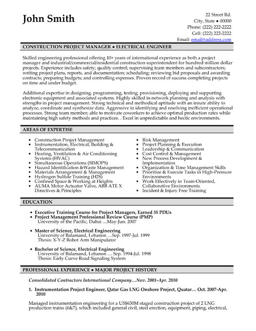 construction resume samples