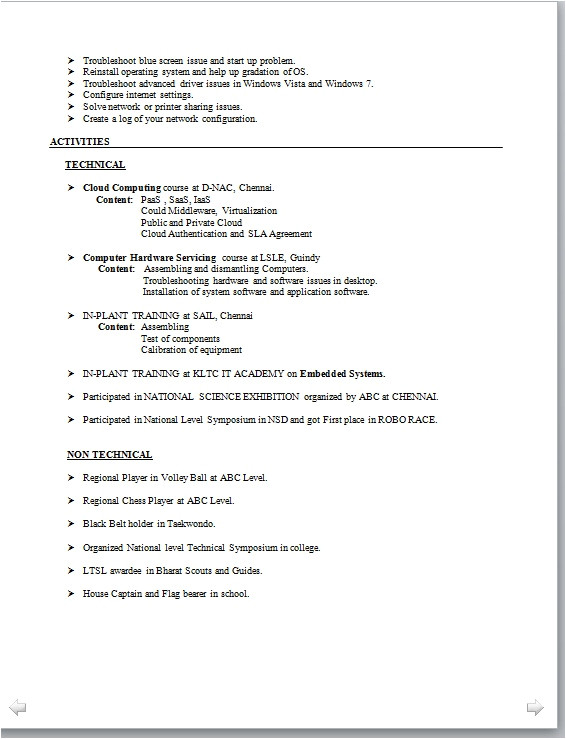 electronic engineer resume format