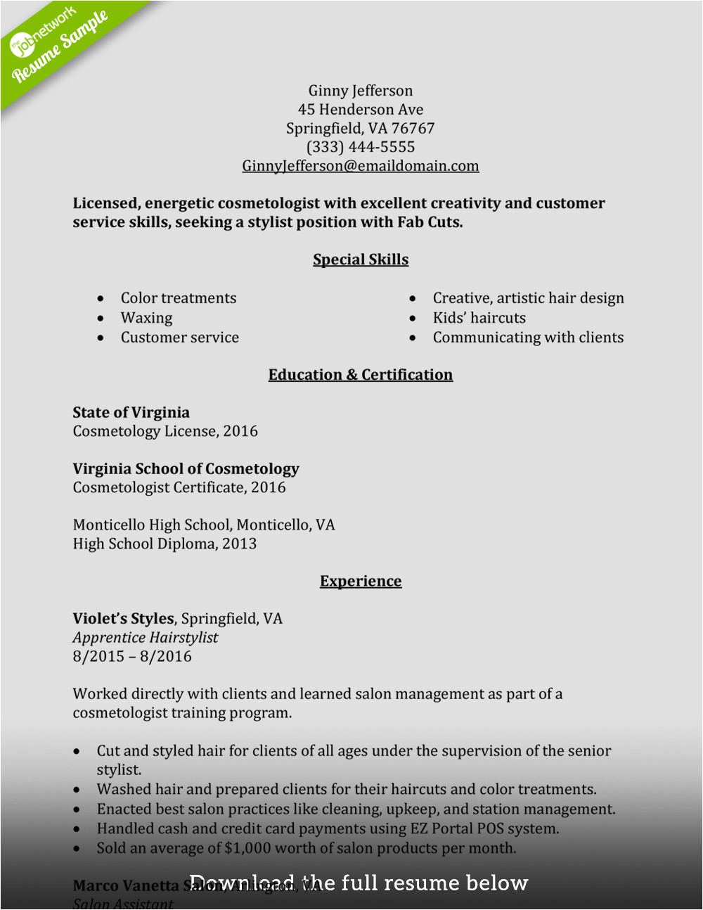 how to write a perfect cosmetologist resume 102016