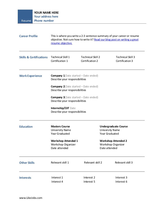 resume format for freshers call center job