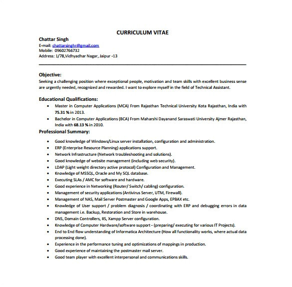for ccna fresher resume format free download