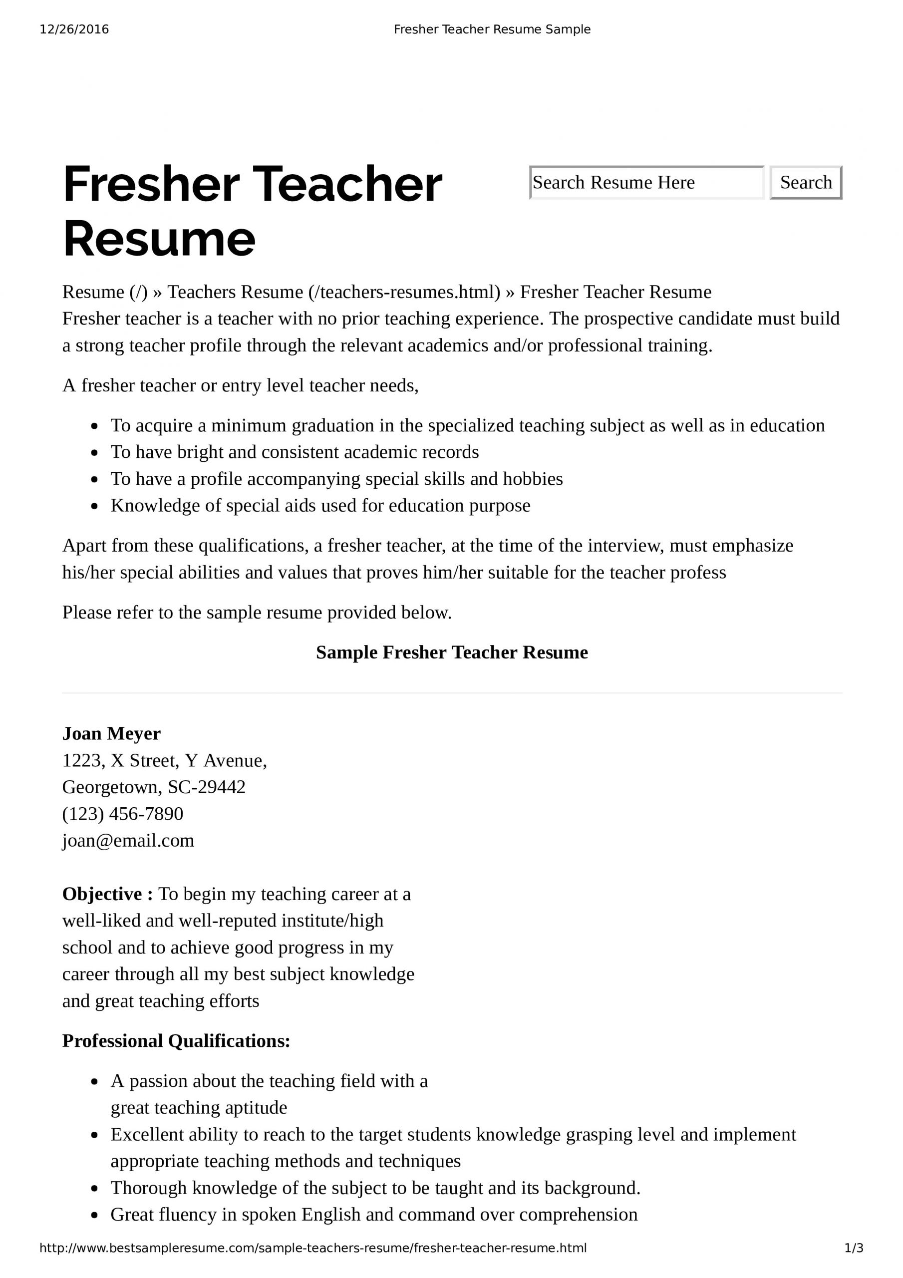 preschool teacher resume with no experience