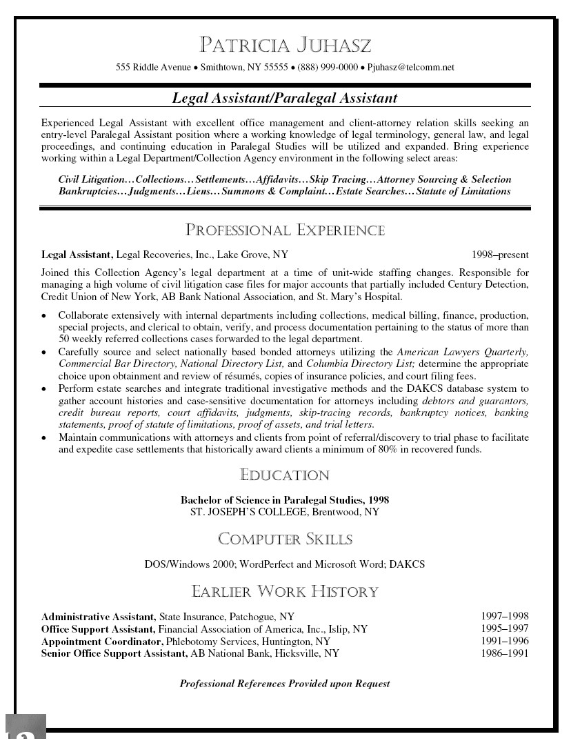 legal resume format samples