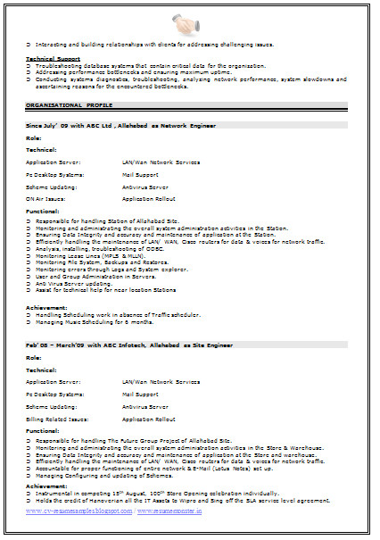 network engineer resume format
