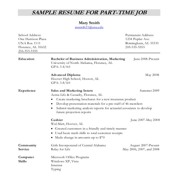 sample resume writing