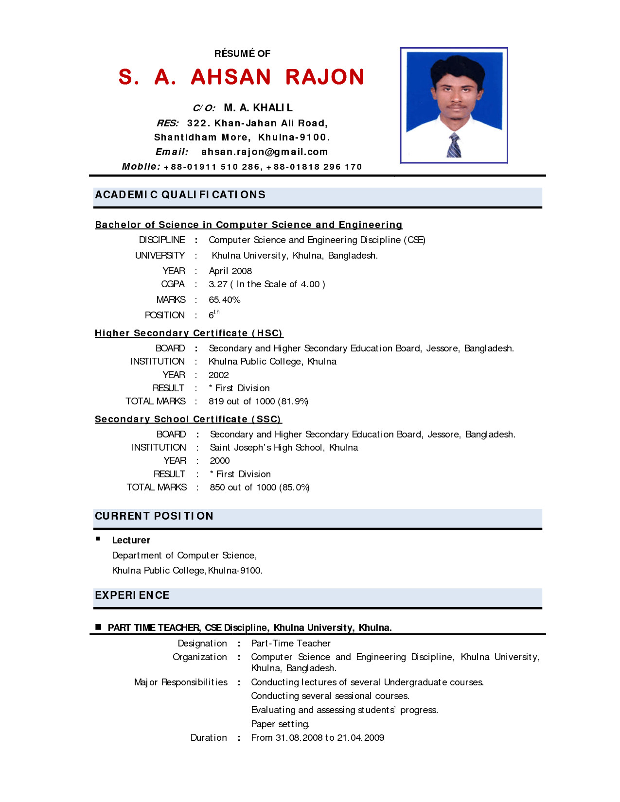 10 example of applicant resume for teacher