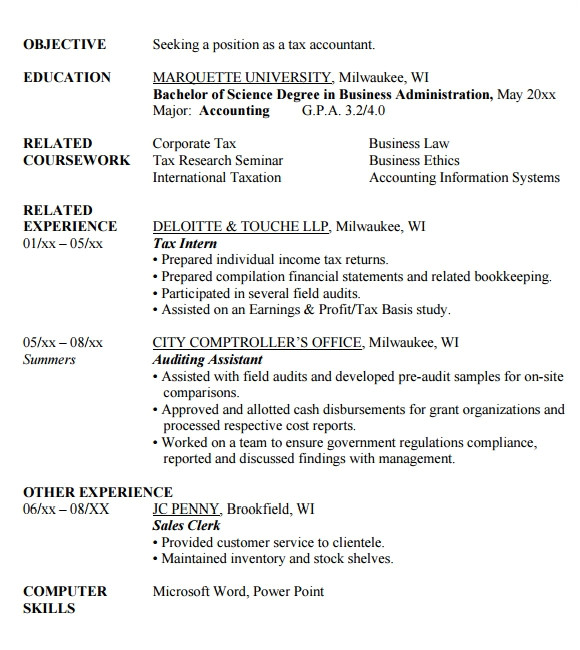 accounting resume template