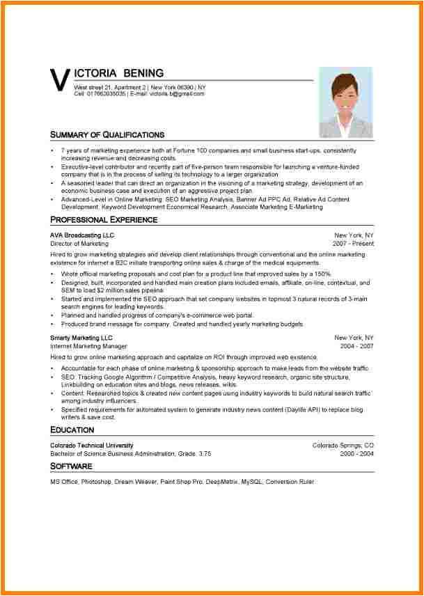 cv format with photo in ms word