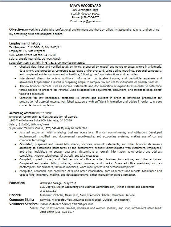 accounting assistant resume templates