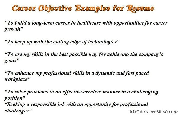 sample career objectives examples for resumes