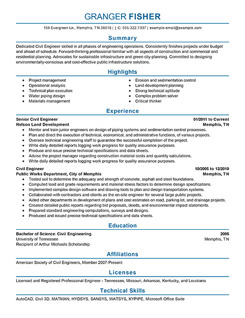 Sample Engineering Resume Best Civil Engineer Resume Example Livecareer