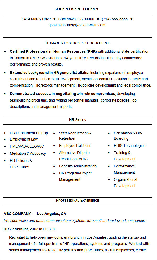 Sample Hr Generalist Resume 26 Hr Resume Templates Doc Free Premium Templates
