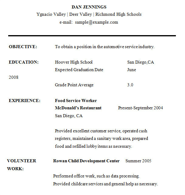 Sample Resume for High School Student Free 9 High School Resume Templates In Free Samples