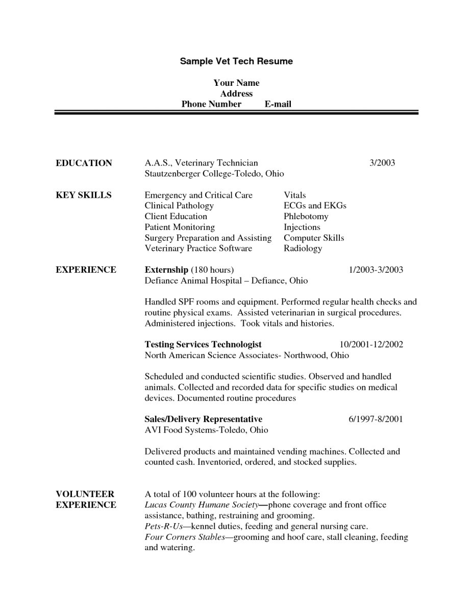 vet tech resume sample