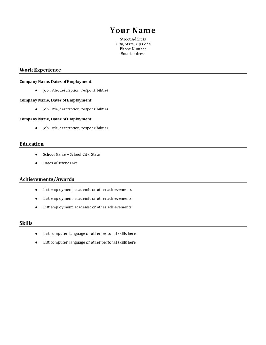 good simple resume examples