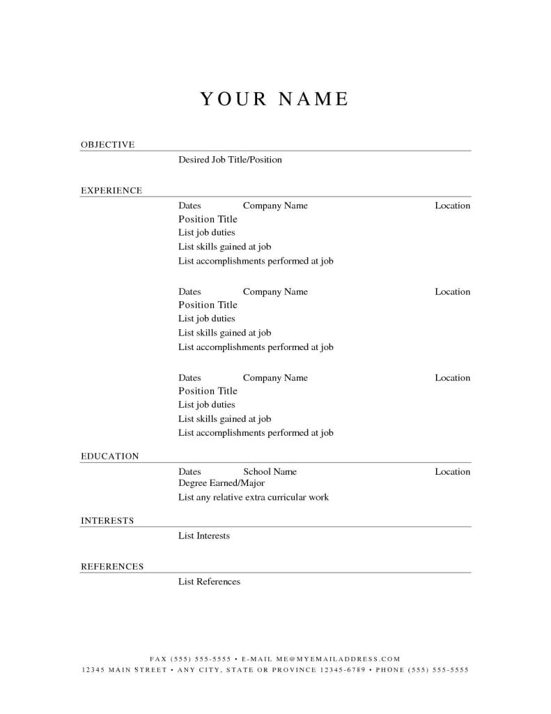 simple resume templates free download