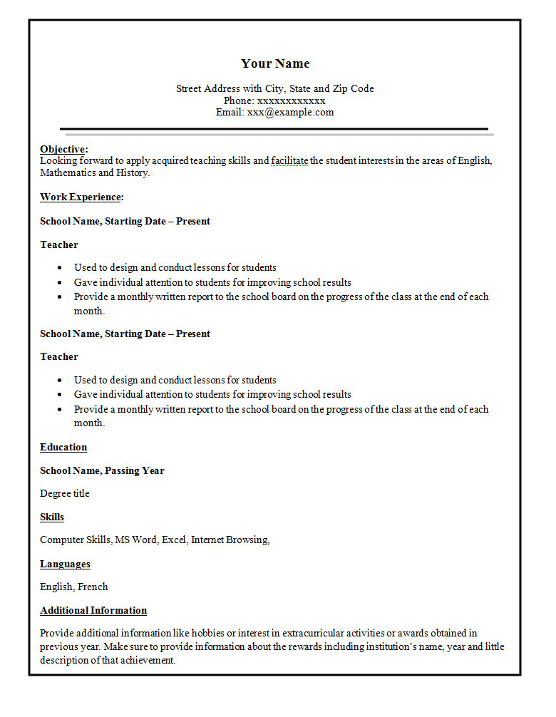 simple resume templates
