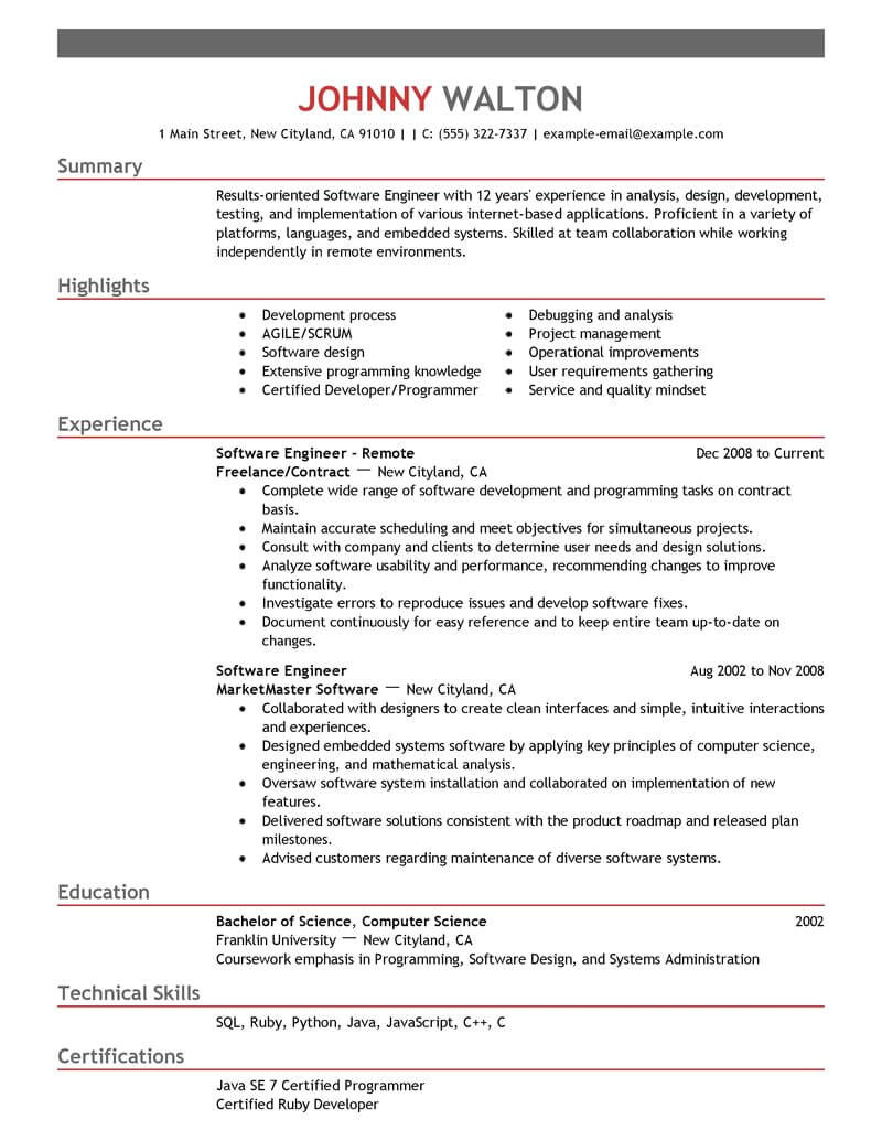 Software Engineer Resume No Experience Best Remote software Engineer Resume Example Livecareer