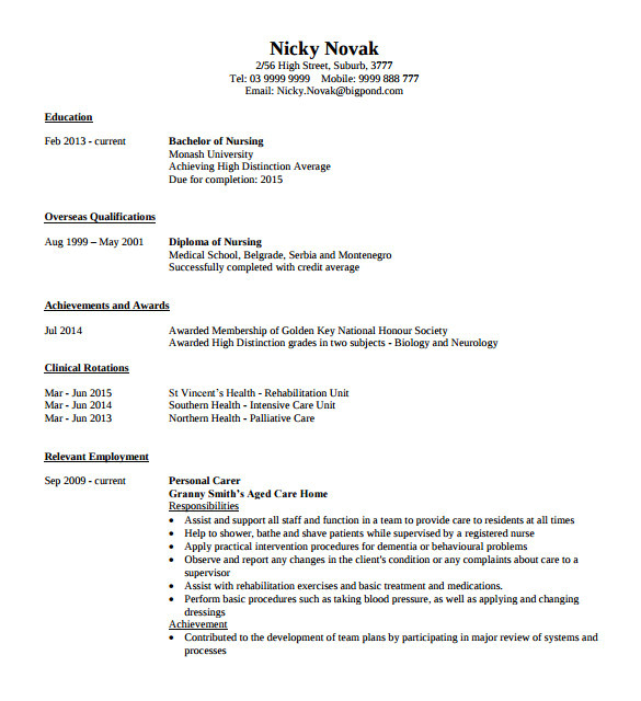 registered nurse resume