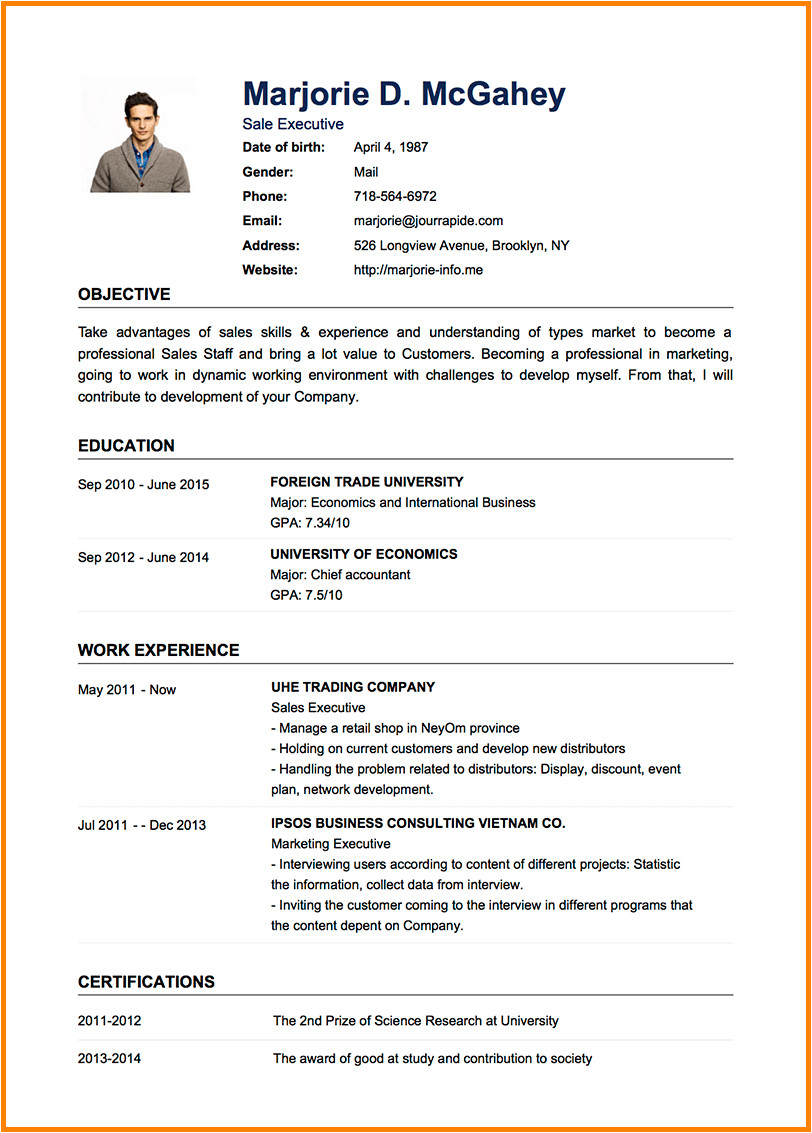 8 example of a simple cv layout