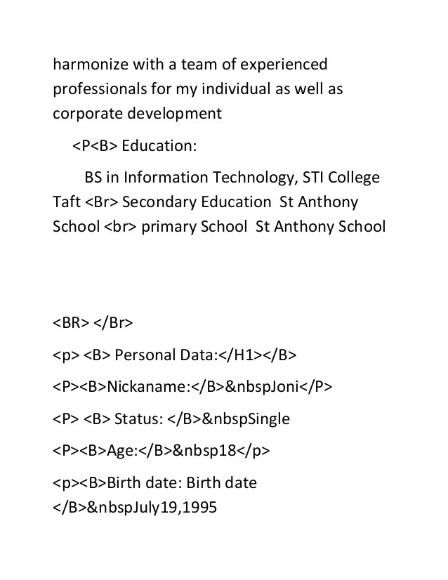 html resume codes webprog prelim