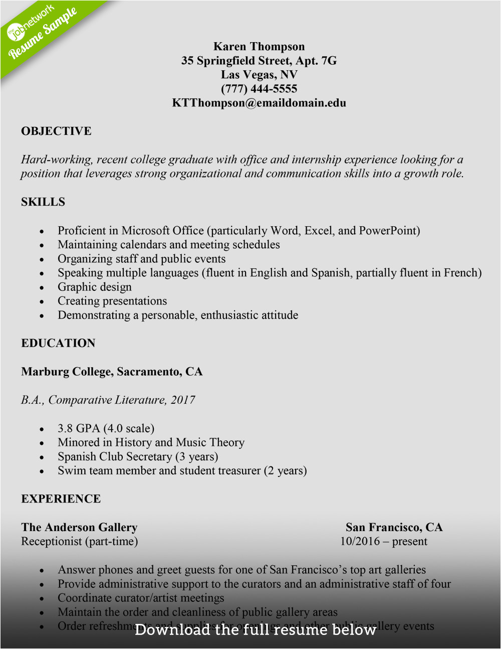 examples of introduction for resume