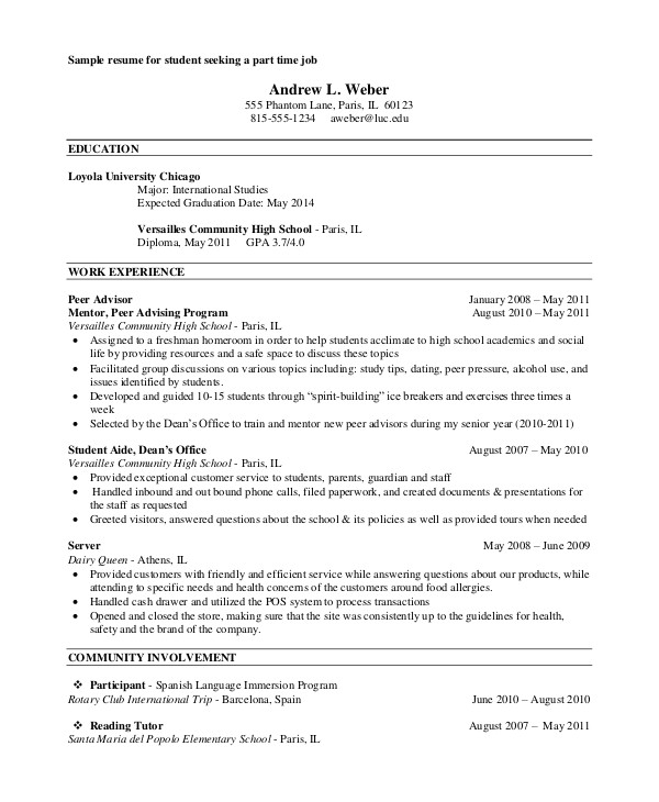 student resume example