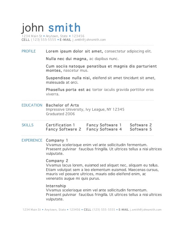 word online resume template