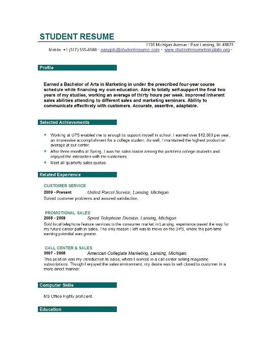 resume objective examples for students sample resume objectives for college students