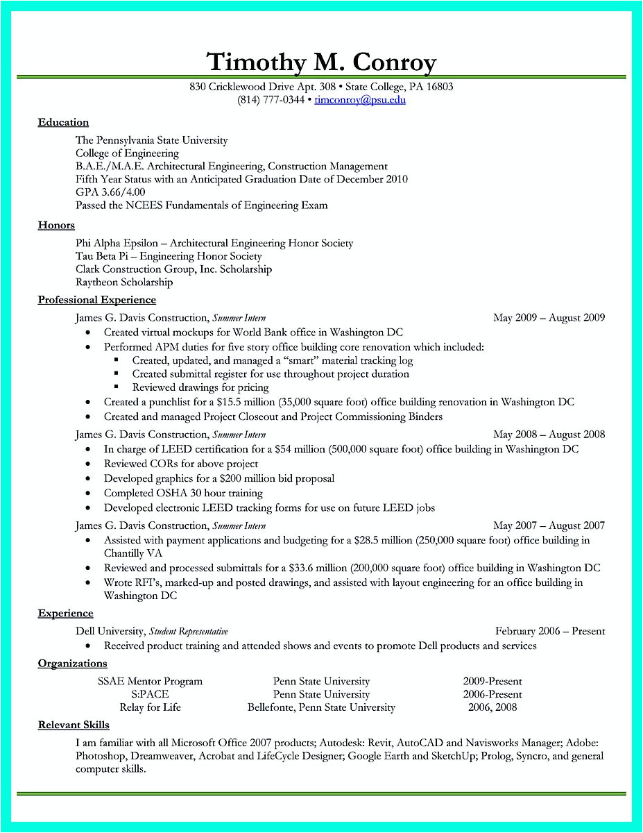 best college student resume example to get job instantly