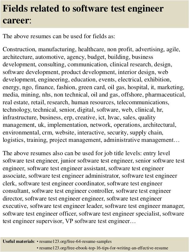 top 8 software test engineer resume samples