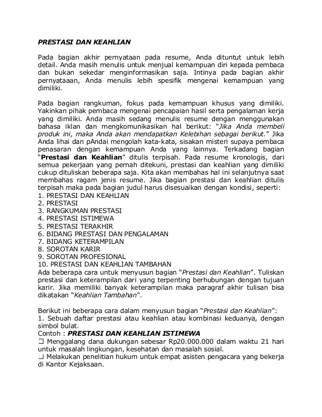 tips menulis resume kerja