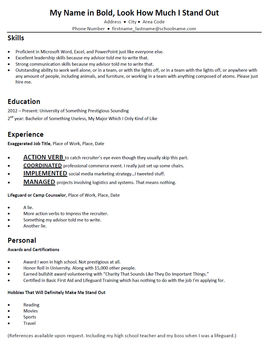 university student resume