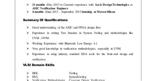 resume format vlsi design engineer