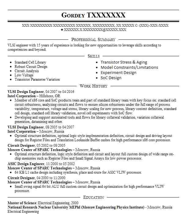 Vlsi Design Engineer Resume Vlsi Design Engineer Resume Sample Engineering Resumes