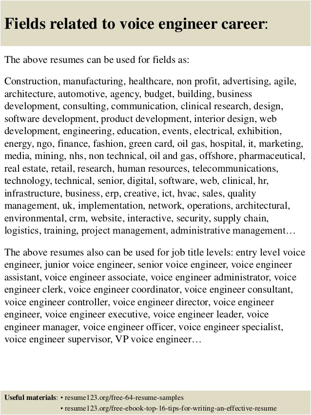 top 8 voice engineer resume samples